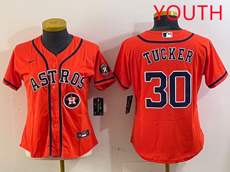 Youth Houston Astros 30 Tucker Orange Game 2025 Nike MLB Jersey style 5
